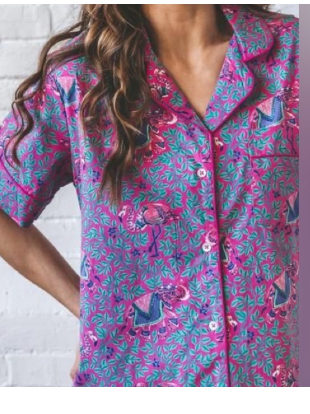 Printfresh Haute Safari Flamingo Elephant 100% Organic Cotton 2 Piece Pajama Set
